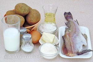 Картофельная запеканка с жареной рыбой: Ингредиенты