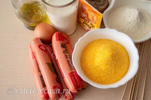 Корн-дог: сосиска на палочке в кукурузном кляре: Ингредиенты