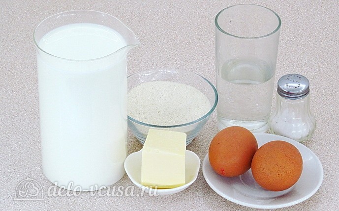Молочный суп с клецками из манки: Ингредиенты
