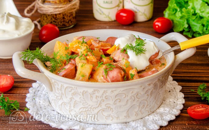 Рецепт овощное рагу с сосисками и картошкой