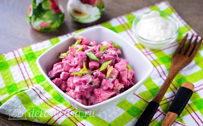 Рецепт винегрет со сметаной и свежим огурцом