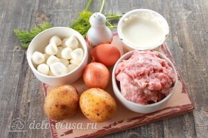 Картофельная запеканка с фрикадельками и моцареллой: Ингредиенты