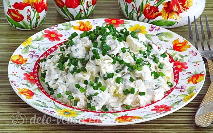 Рецепт сытный картофельный салат с оливками