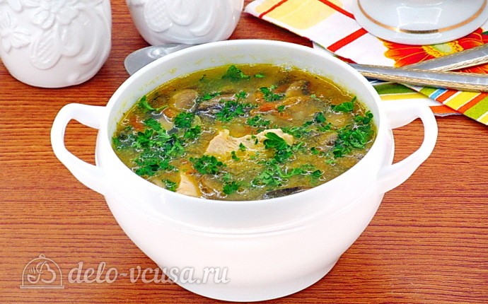 Рецепт гороховый суп с курицей и шампиньонами