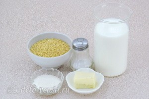Молочная пшённая каша в горшочке: Ингредиенты