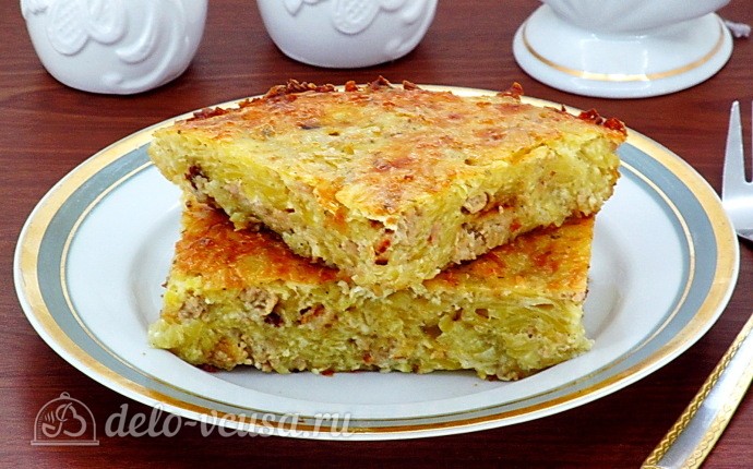 Рецепт сытная запеканка из тертого картофеля с фаршем