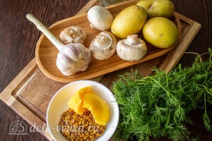 Молодой картофель с шампиньонами, мёдом и чесноком: Ингредиенты