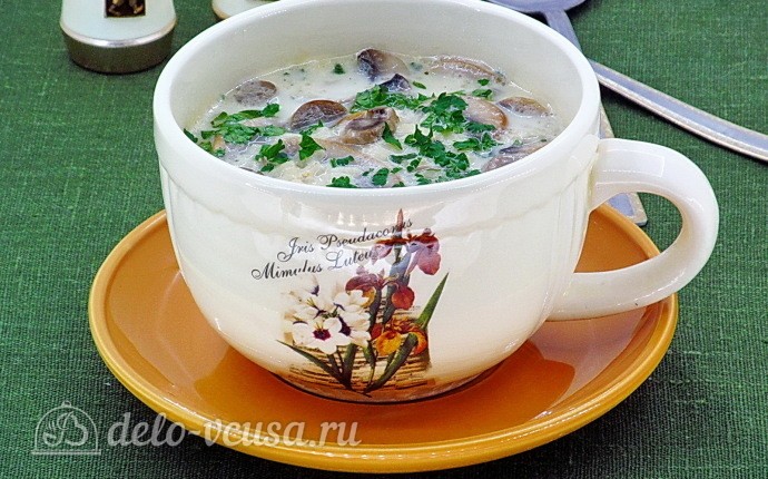 Рецепт рисовый суп с шампиньонами и плавленым сыром