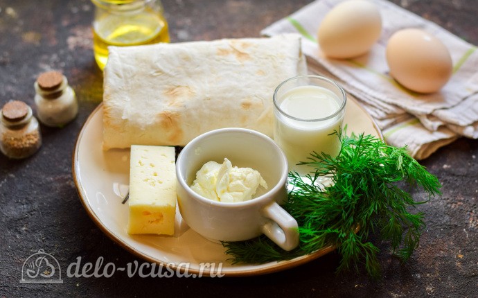 Рулет из лаваша с сыром и омлетом: Ингредиенты
