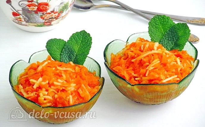 Рецепт витаминный салат из моркови и яблок с апельсиновым соусом