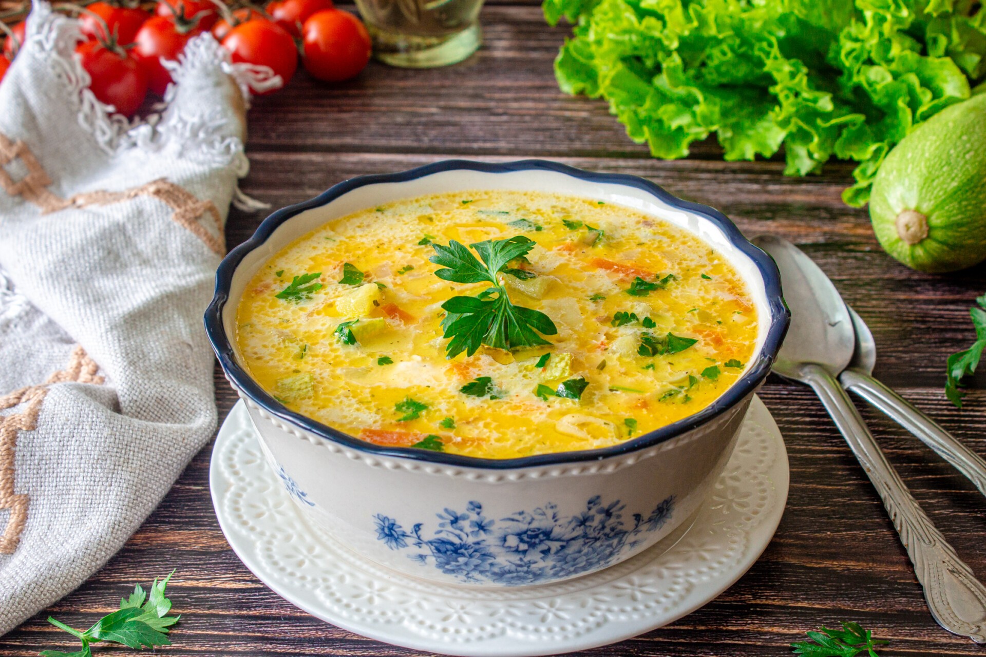 Сырный суп с кабачками пошаговый рецепт с фото