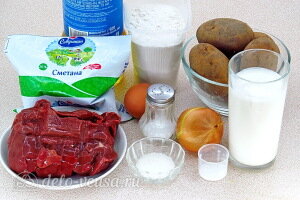 Жареные пирожки на кефире с картофелем и куриной печёнкой: Ингредиенты