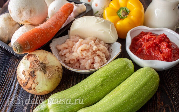 Фаршированные кабачки с курицей и грибами: Ингредиенты