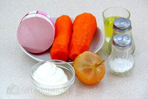 Салат с морковкой и вареной колбасой: Ингредиенты