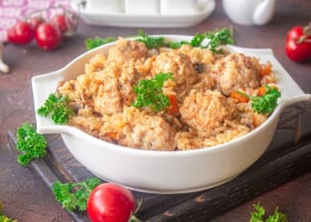 Рецепт рис с овощами и фрикадельками
