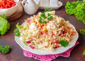 Рецепт крабовый салат с пекинской капустой и морковью по-корейски