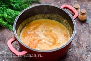 Морковный суп-пюре со сливками: Варим суп 2 минуты