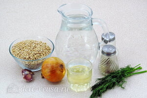 Овсяная каша из цельного зерна с луком в мультиварке: Ингредиенты