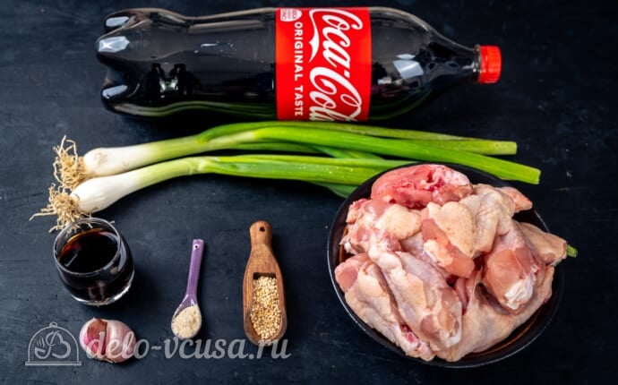 Ингредиенты для приготовления куриных крылышек в кока-коле Ингредиенты для приготовления куриных крылышек в кока-коле