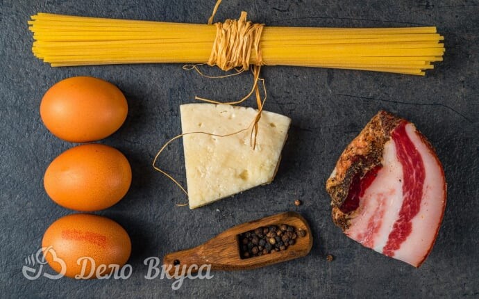 Ингредиенты для пасты карбонары Ингредиенты для пасты карбонары