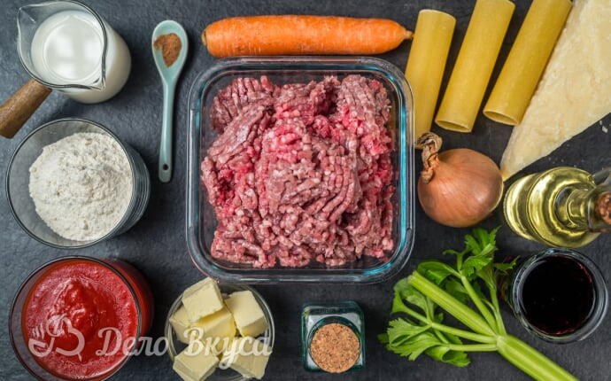 Каннеллони с мясным фаршем: ингредиенты