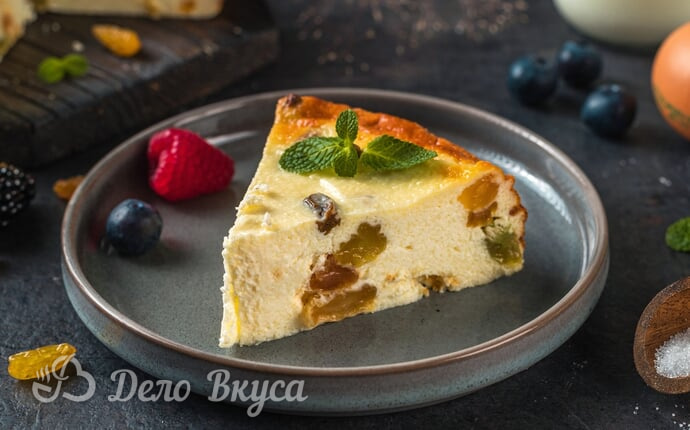 Рецепт творожная запеканка на молоке с манкой и изюмом