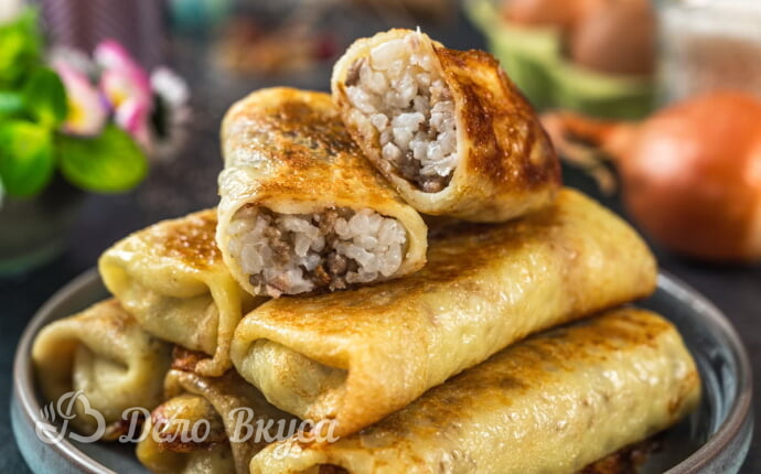 Блины с мясом и рисом